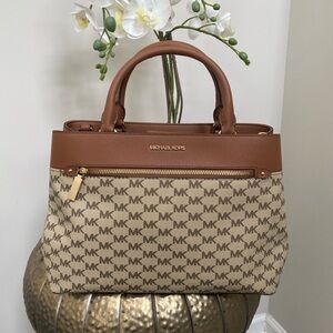 Michael Kors Brown and Cream Logo Tote